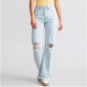 KanCan Light Blue Distressed 90s Flare/Wide Leg Jeans NWT